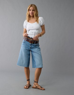 AE Puff Sleeve Embroidered Shirt