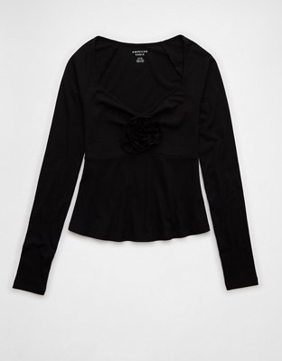Женские рубашки American Eagle AE Long-Sleeve Rose Babydoll Shirt — фото 3