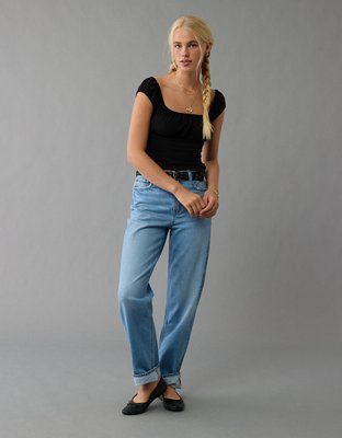 AE Ruched Square Neck T-Shirt
