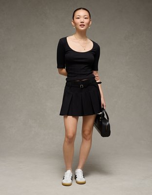 AE Half-Sleeve Scoop Neck Pointelle T-Shirt