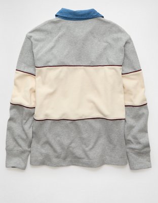 AE Long-Sleeve Oversized Destination Graphic Polo Shirt