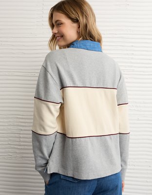 AE Long-Sleeve Oversized Destination Graphic Polo Shirt