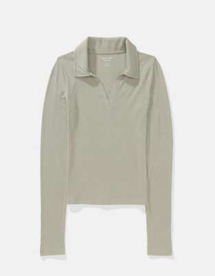 AE Long-Sleeve Plush Polo T-Shirt