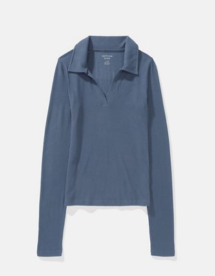 AE Long-Sleeve Plush Polo T-Shirt