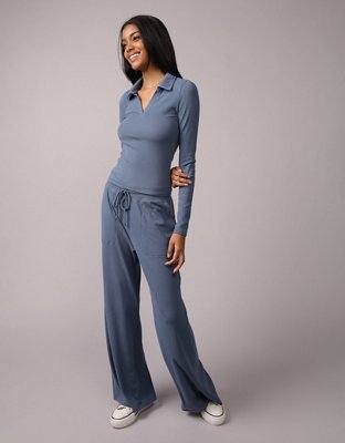 AE Long-Sleeve Plush Polo T-Shirt