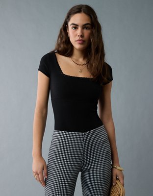 AE Short Sleeve Square Neck Bow Bodysuit