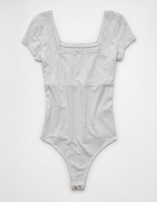 AE Short Sleeve Square Neck Bow Bodysuit