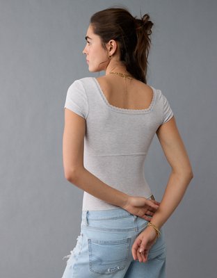 AE Short Sleeve Square Neck Bow Bodysuit