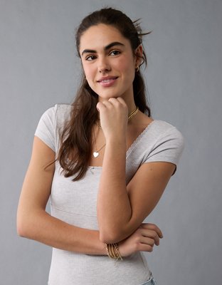 AE Short Sleeve Square Neck Bow Bodysuit