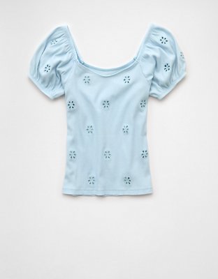 AE Puff Sleeve Embroidered Shirt