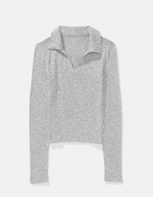 AE Long-Sleeve Plush Polo T-Shirt