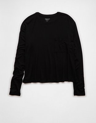 T-shirt à poche et manches longues Doux et sexy AE