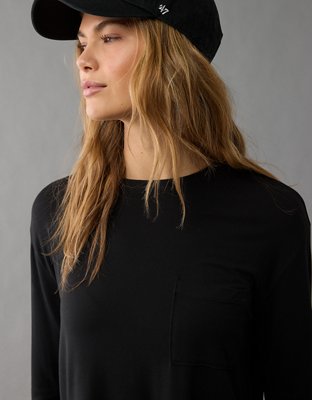 AE Soft & Sexy Long-Sleeve Pocket T-Shirt,New Products : American Fashion Style Bags On Sale