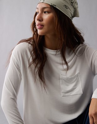 T-shirt à poche et manches longues Doux et sexy AE