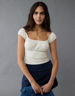 AE Ruched Square Neck T-Shirt