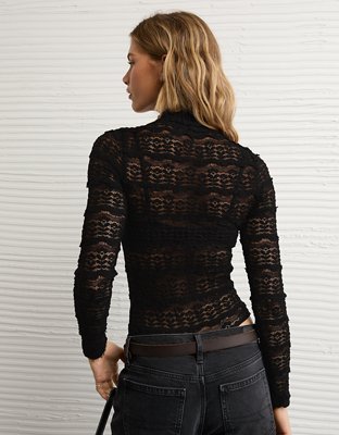AE Long Sleeve Mock Neck Lace Bodysuit