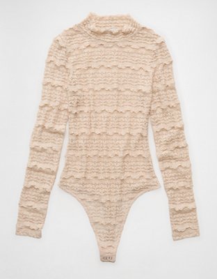 AE Long Sleeve Mock Neck Lace Bodysuit