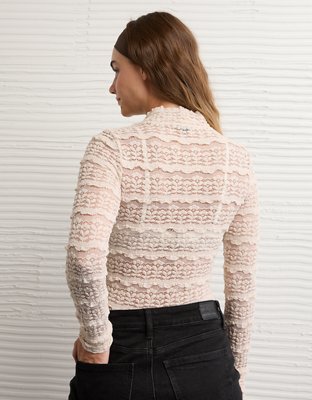AE Long Sleeve Mock Neck Lace Bodysuit