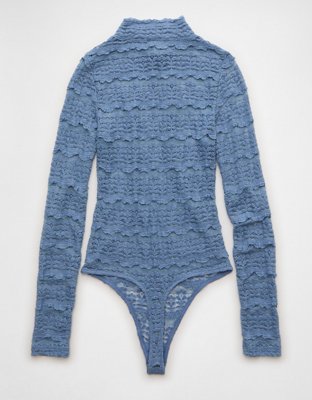 Justaucorps avec dentelle à col cheminée et à manches longues AE