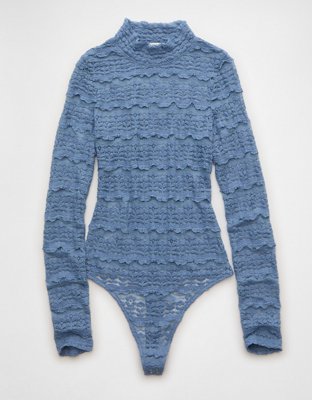 Justaucorps avec dentelle à col cheminée et à manches longues AE