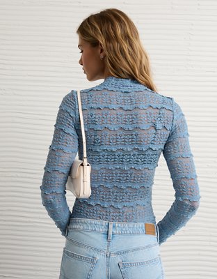 AE Long Sleeve Mock Neck Lace Bodysuit
