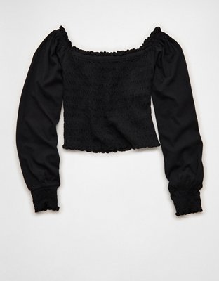 AE Sunchaser Off-the-Shoulder Smocked Tee