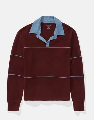 AE Long-Sleeve Oversized Polo Shirt