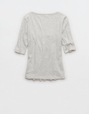 AE Half-Sleeve Scoop Neck Pointelle T-Shirt