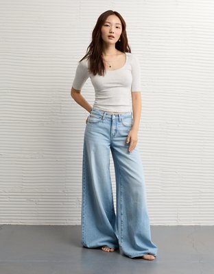 AE Half-Sleeve Scoop Neck Pointelle T-Shirt