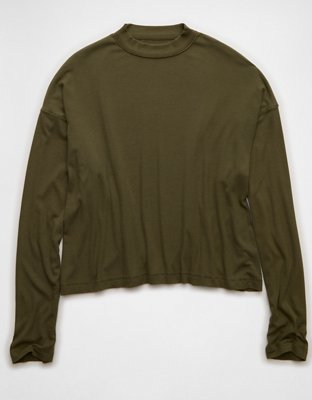 AE Soft & Sexy Long Sleeve Mockneck T-Shirt | American Eagle