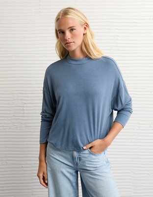 AE Soft & Sexy Long Sleeve Mockneck T-Shirt | American Eagle