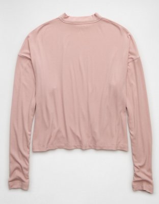AE Soft & Sexy Long Sleeve Mockneck T-Shirt | American Eagle