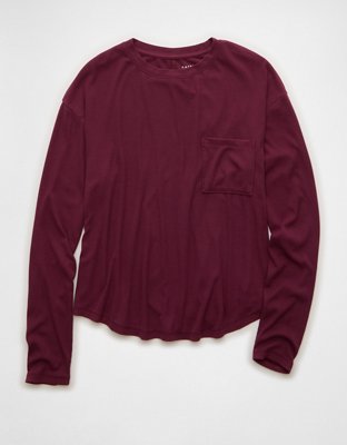 AE Soft & Sexy Long Sleeve Pocket T-Shirt | AE