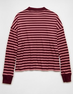 AE Long-Sleeve Waffle Plush Crew Neck Tee