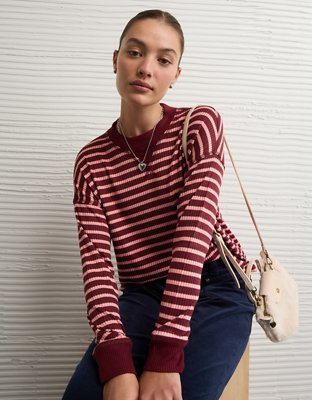 AE Long-Sleeve Waffle Plush Crew Neck Tee