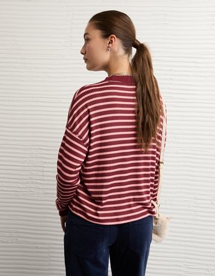 AE Long-Sleeve Waffle Plush Crew Neck Tee