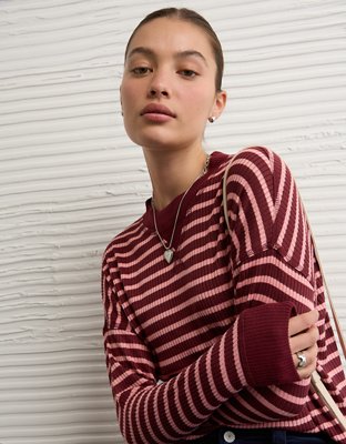 AE Long-Sleeve Waffle Plush Crew Neck Tee