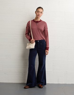 AE Long-Sleeve Waffle Plush Crew Neck Tee