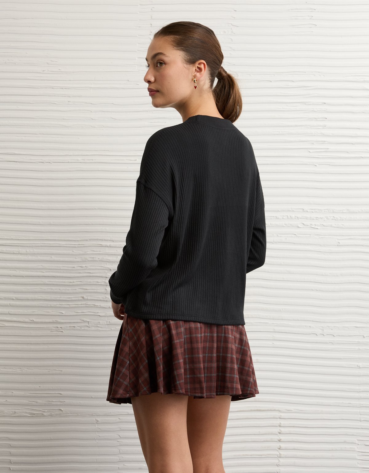 AE Long-Sleeve Waffle Plush Crew Neck Tee - image 2