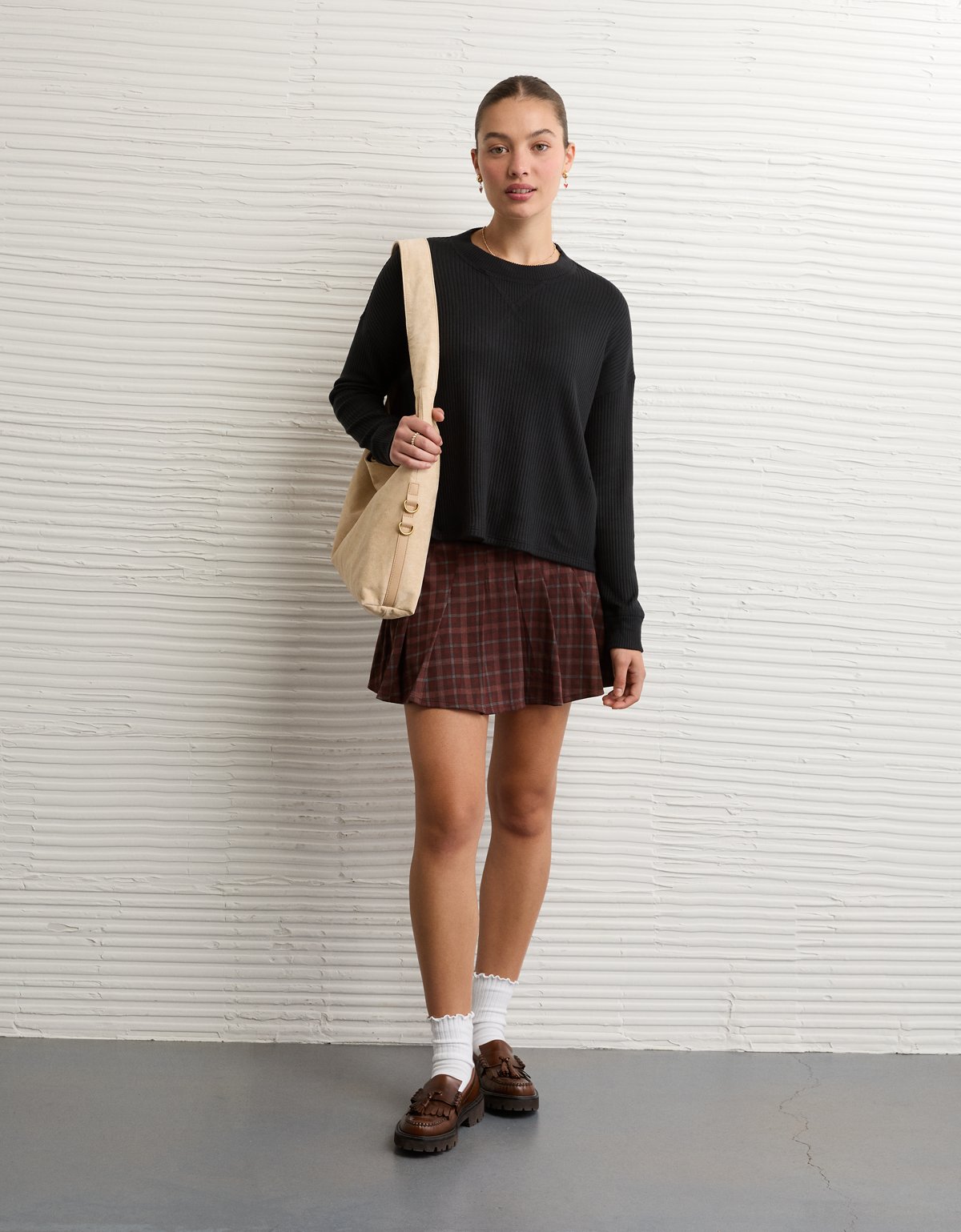 AE Long-Sleeve Waffle Plush Crew Neck Tee - image 5