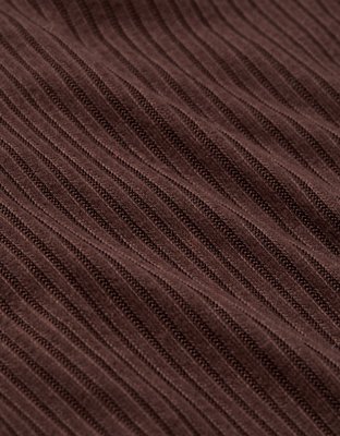 Женская футболка American Eagle AE Long-Sleeve Waffle Plush Crew Neck, цвет: Коричневый — фото 7
