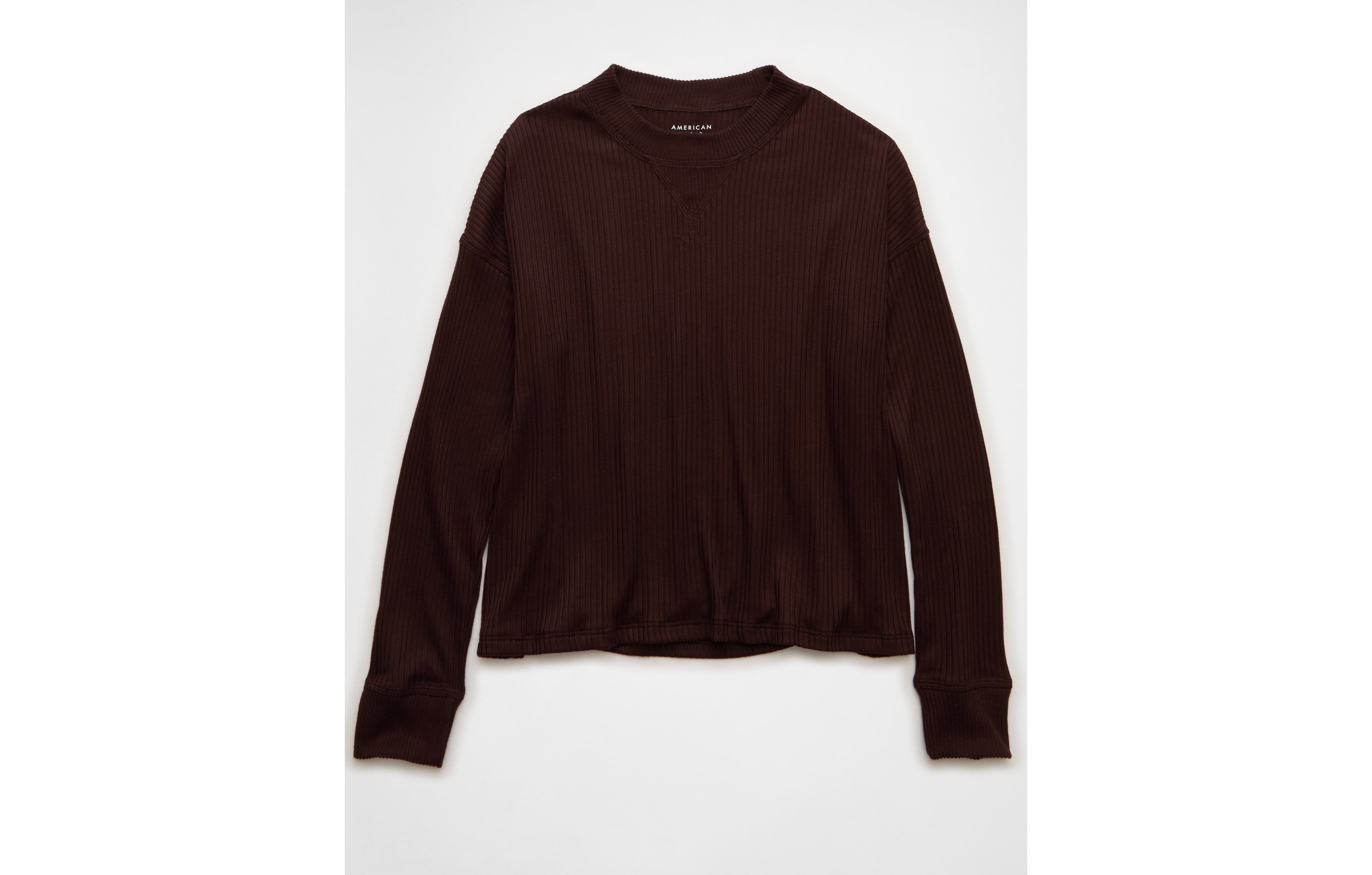 AE Long-Sleeve Waffle Plush Crew Neck Tee