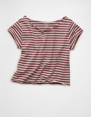 AE Off-the-Shoulder Striped T-Shirt