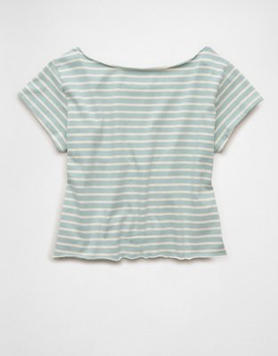 AE Off-the-Shoulder Striped T-Shirt