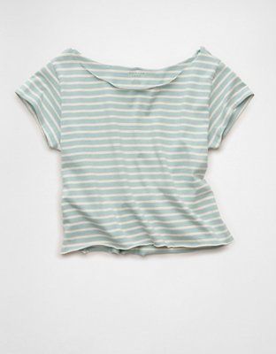 AE Off-the-Shoulder Striped T-Shirt | American Eagle
