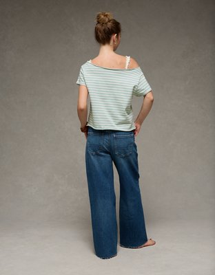 AE Off-the-Shoulder Striped T-Shirt