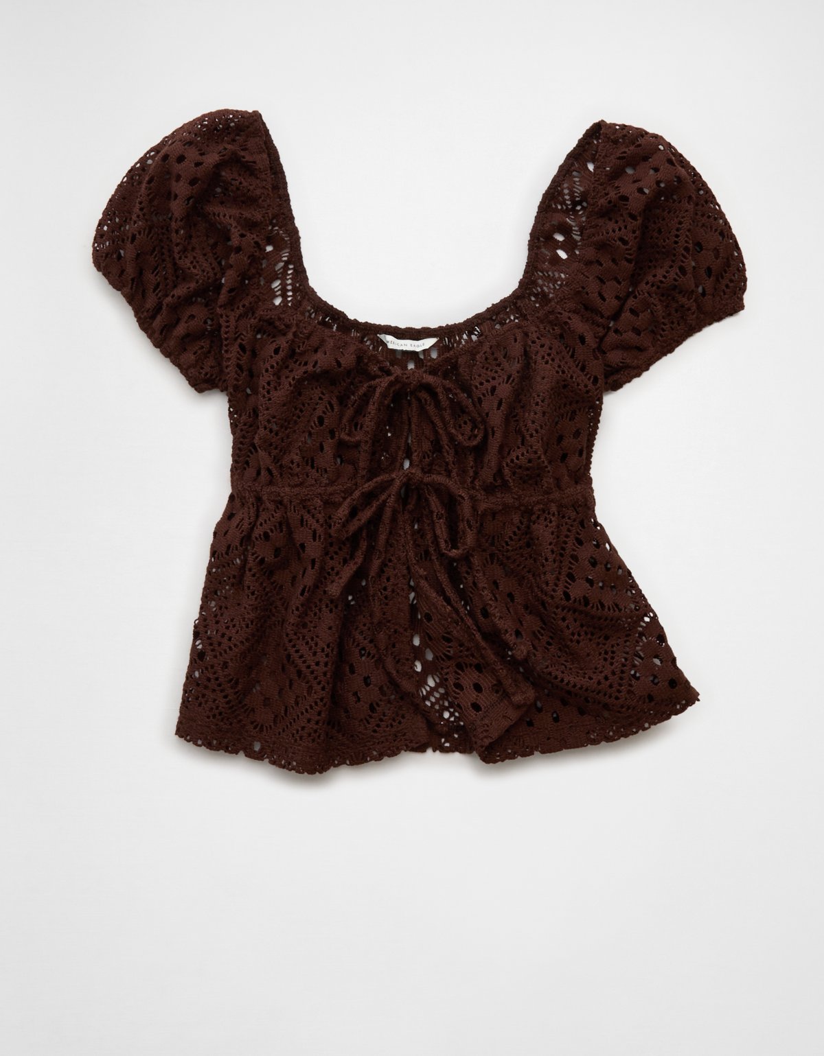 AE Lace Tie-Front Puff Sleeve Tee - image 3