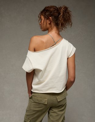 AE Off-the-Shoulder Graphic T-Shirt | American Eagle