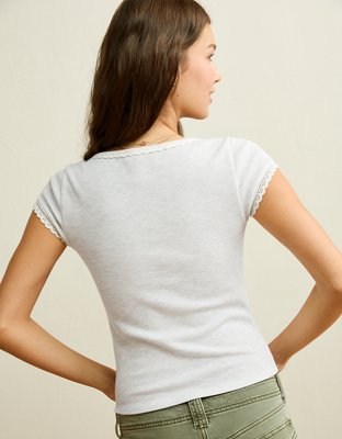 AE Keyhole Hey Baby Waffle Tee