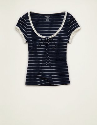 AE Keyhole Hey Baby Waffle Tee